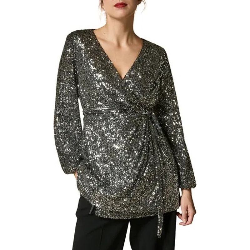 Marina Rinaldi Marina Rinaldi Festivo Sequin Wrap Top Plus 22 Event Party Size 3XL / US 20-22 - 2 Thumbnail