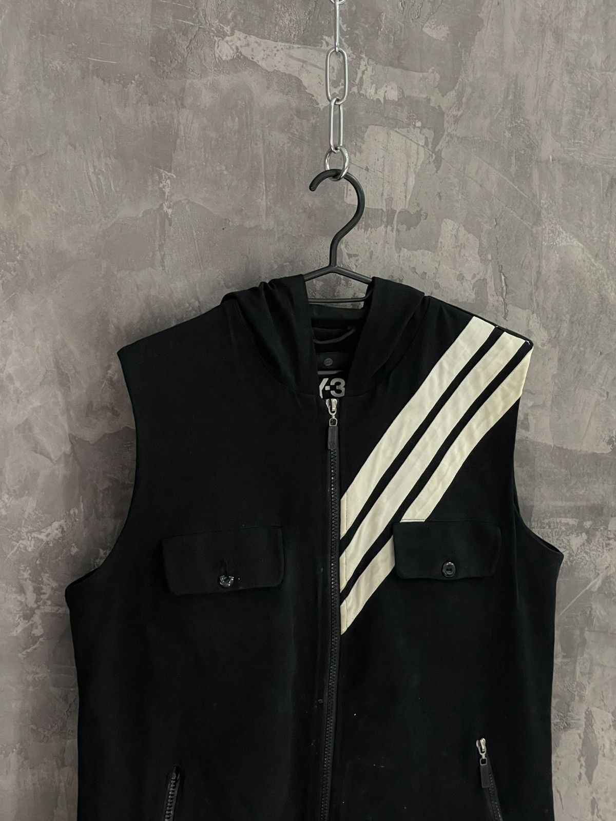 Yohji Yamamoto Adidas Y-3 Yohji Yamamoto Striped Design Vest with Hood Size US M / EU 48-50 / 2 - 7 Thumbnail