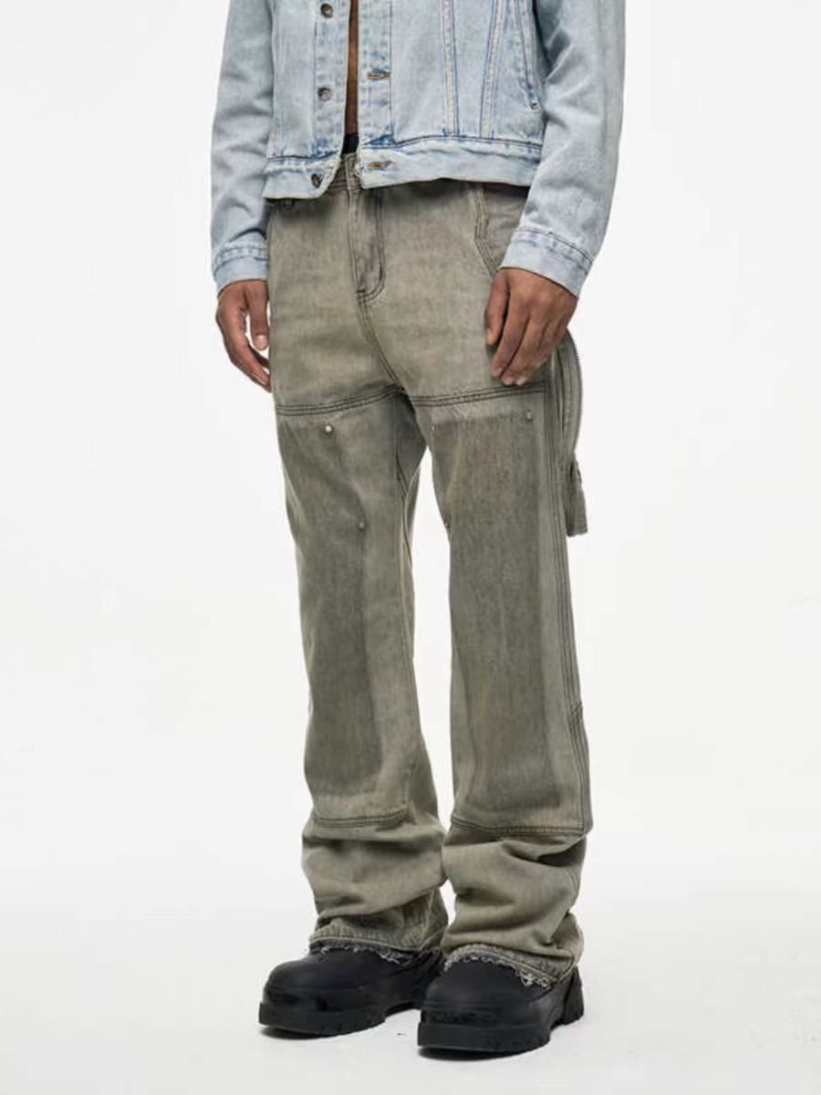 High Street Vintage Washed Deconstructed Patchwork Jeans