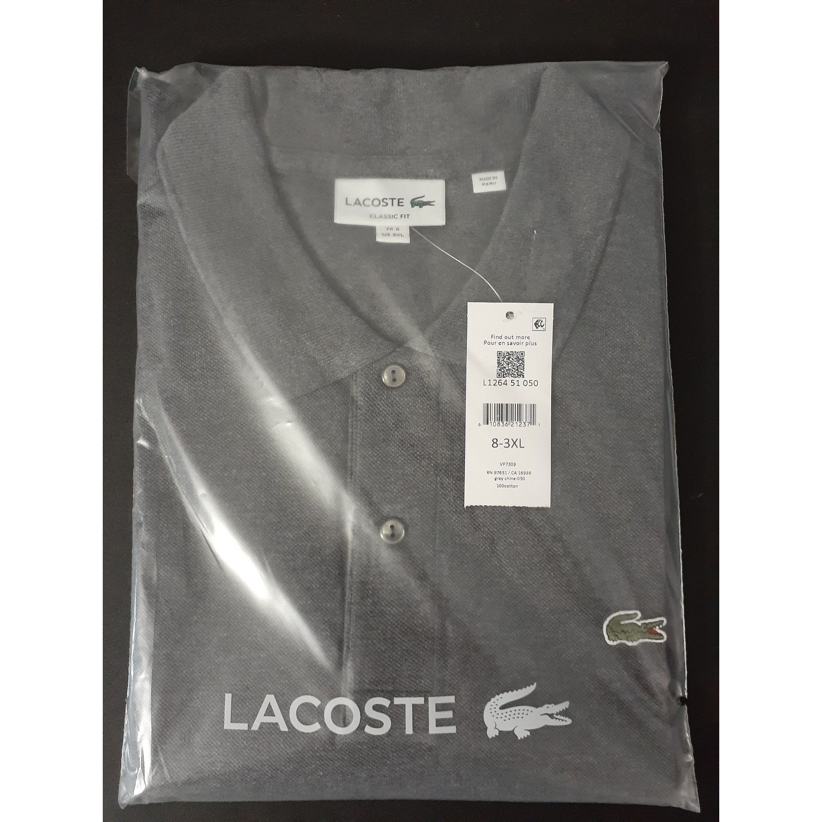 Lacoste Lacoste Men's Classic Pique Polo Shirt Pitch Grey Chine 3XL Size US XXL / EU 58 / 5 - 2 Thumbnail