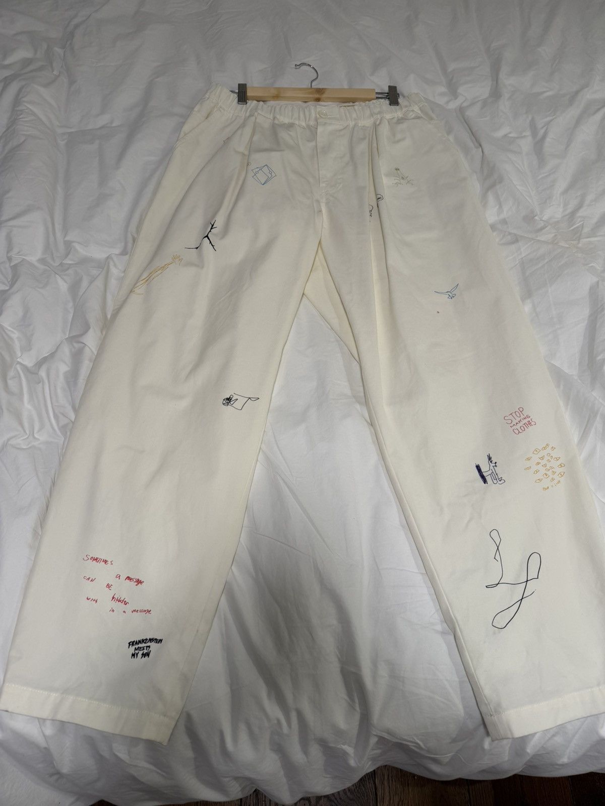 Undercover Undercover White Drawing Trousers Size US 36 / EU 52 - 3 Thumbnail