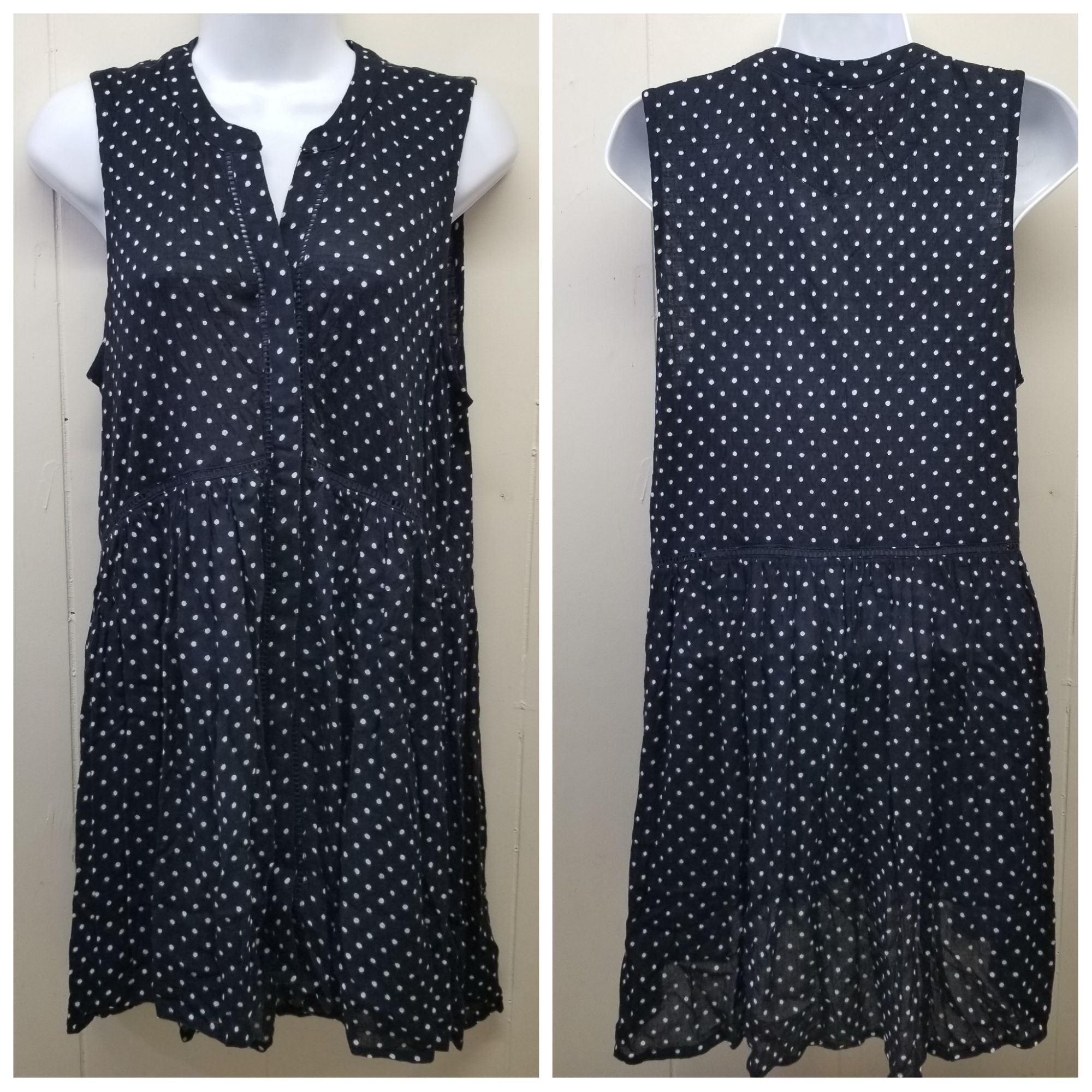 Anthropologie Anthropologie M Blue White Polka Dot Tunic Top Sleeveless St Size M / US 6-8 / IT 42-44 - 2 Thumbnail