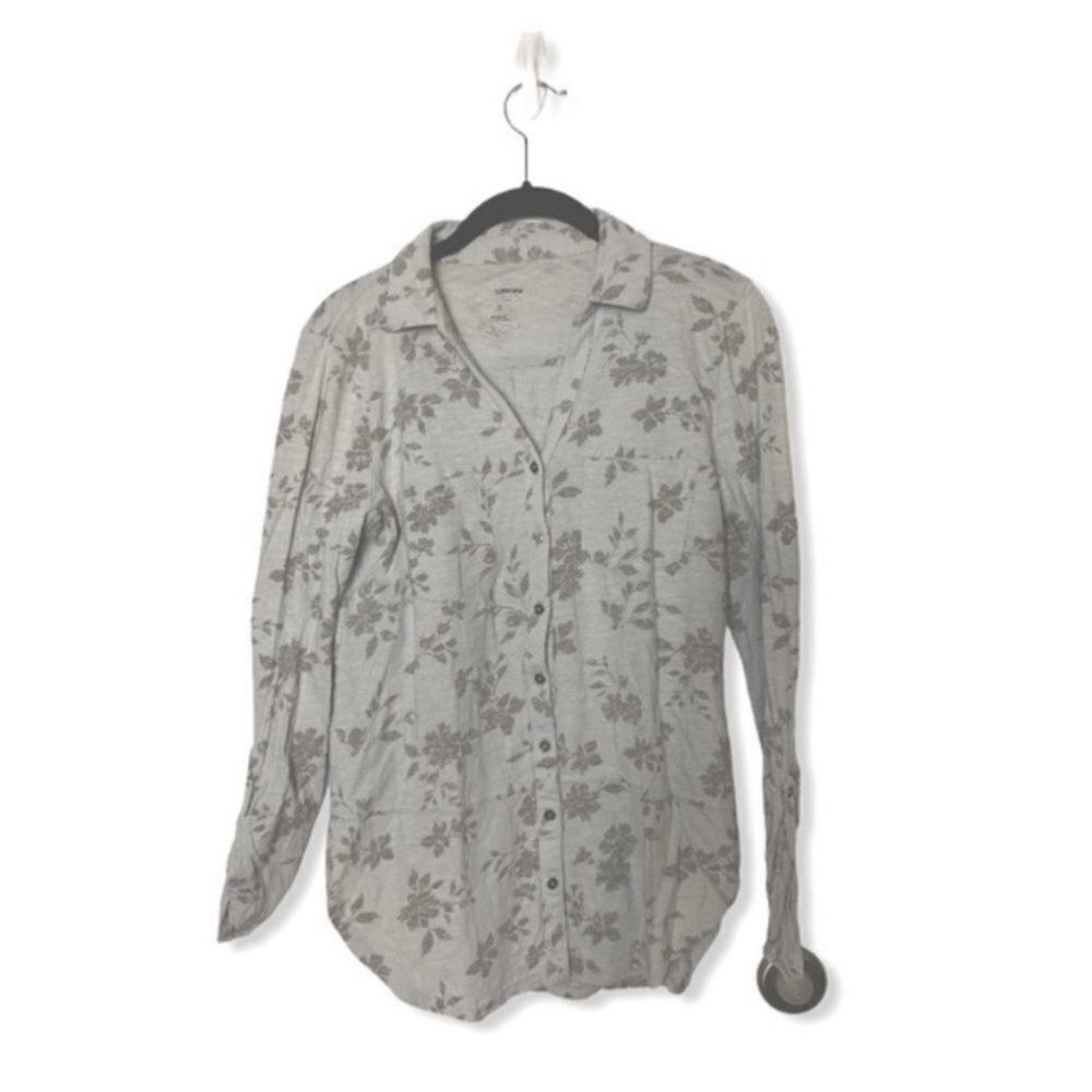 Sonoma Sonoma Floral Button Down Shirt Women’s Size S | Gray 100% C Size S / US 4 / IT 40 - 2 Thumbnail