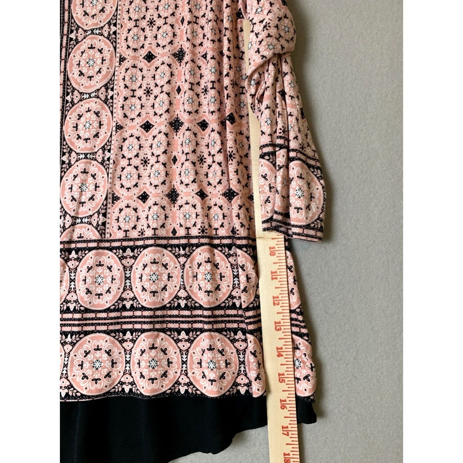 Vintage Rose + Olive Top Womens 2X Pink Boho Geometric Artsy 3/4 Sleeve NWT Size XXL / US 16-18 / IT 52-54 - 6 Thumbnail
