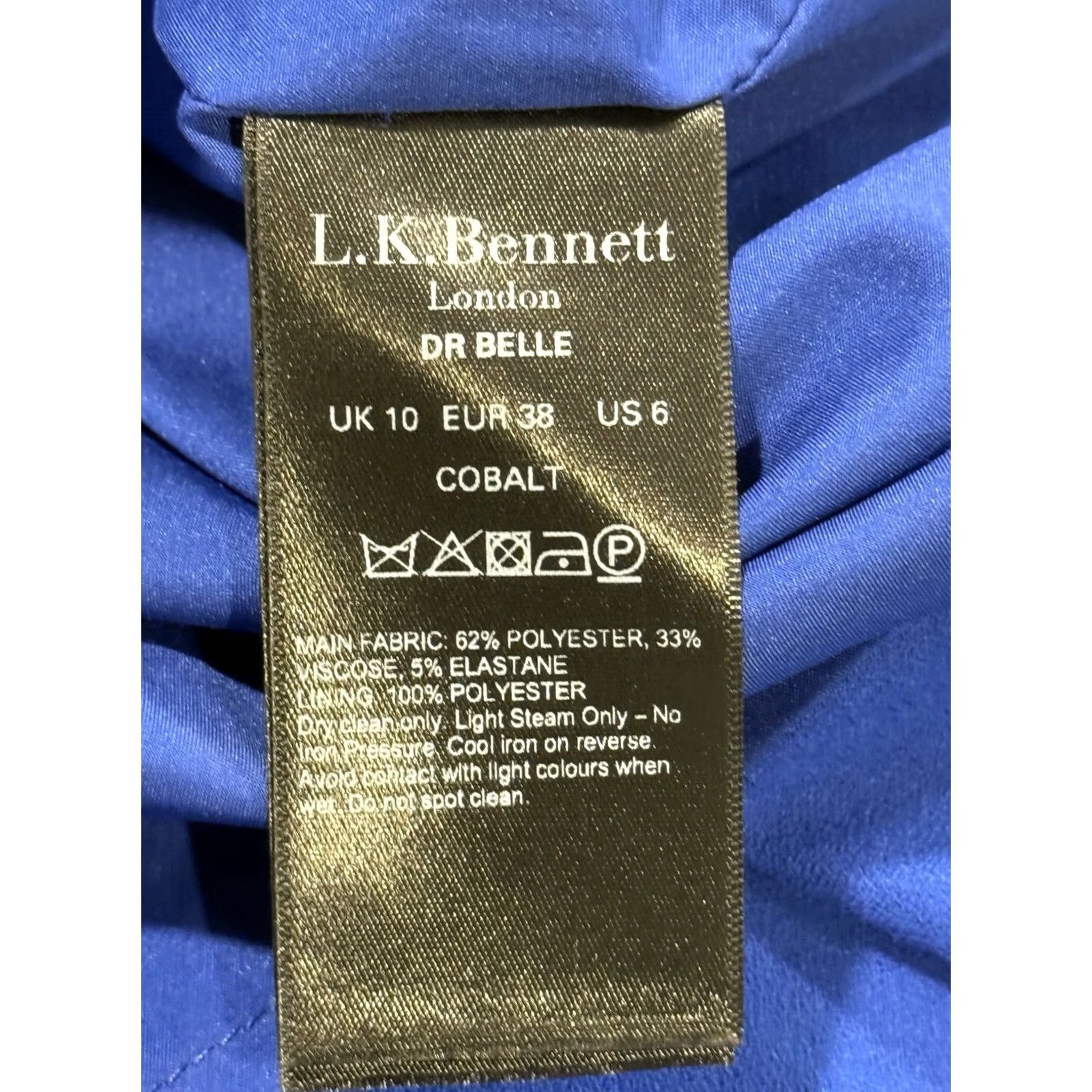 Vintage LK Bennett Belle Dress Women Sz 6 Cobalt Blue V Neck 3/4 Sleeve Office Old Money Fit & Flare Zip Size M / US 6-8 / IT 42-44 - 5 Thumbnail