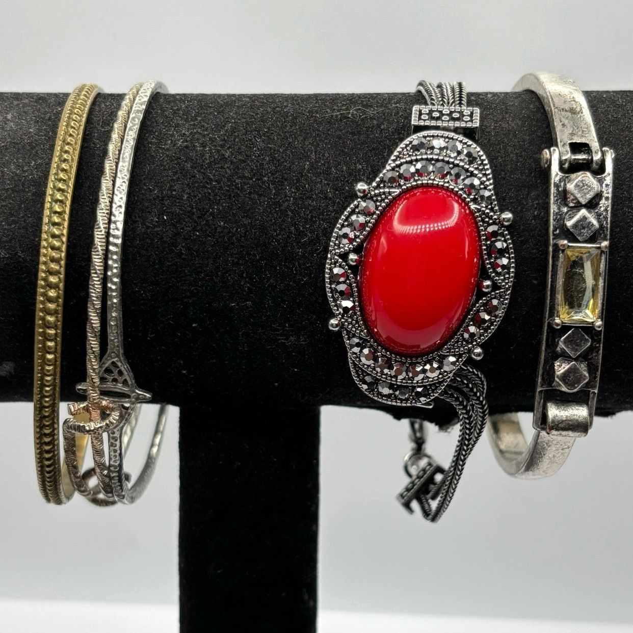 Other Silver Red Crystal Bracelet Bundle Size ONE SIZE - 2 Thumbnail