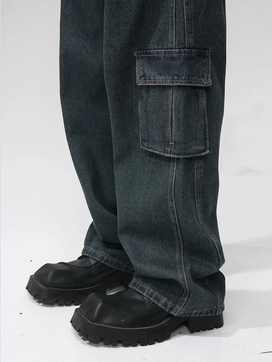 Vintage American retro distressed multi-pocket work jeans Size US 32 / EU 48 - 5 Thumbnail