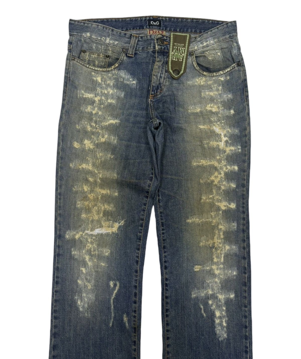 Dolce & Gabbana × If Six Was Nine × Le Grande Bleu (L.G.B.) 🐎 DOLCE & GABBANA ARMY BATTALION DISTRESSED DENIM JEANS Size US 34 / EU 50 - 3 Thumbnail
