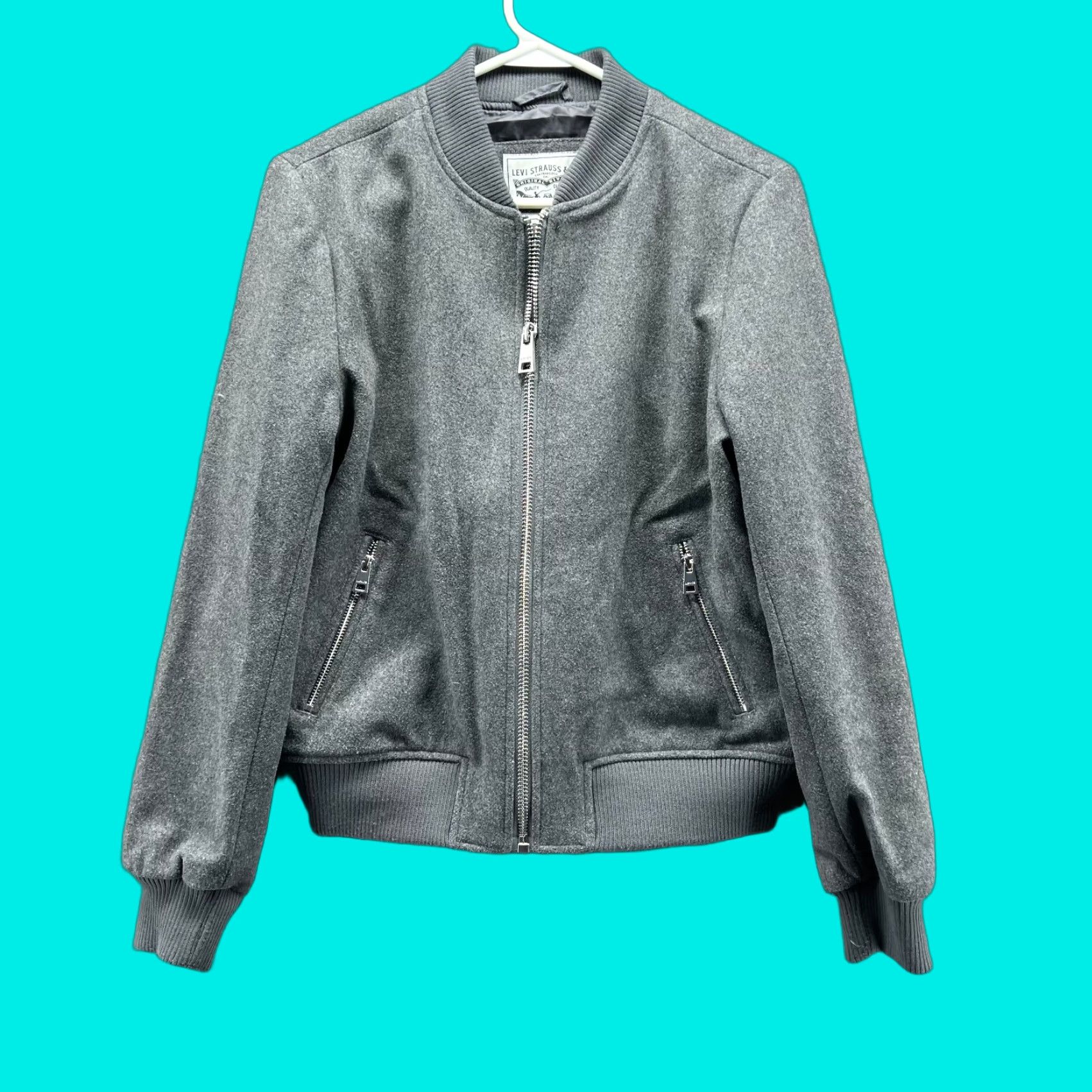 Levi's Levi's Jacket Womens Medium Bomber Gray Full Zip Fleece Wool Rayon Size M / US 6-8 / IT 42-44 - 1 Thumbnail