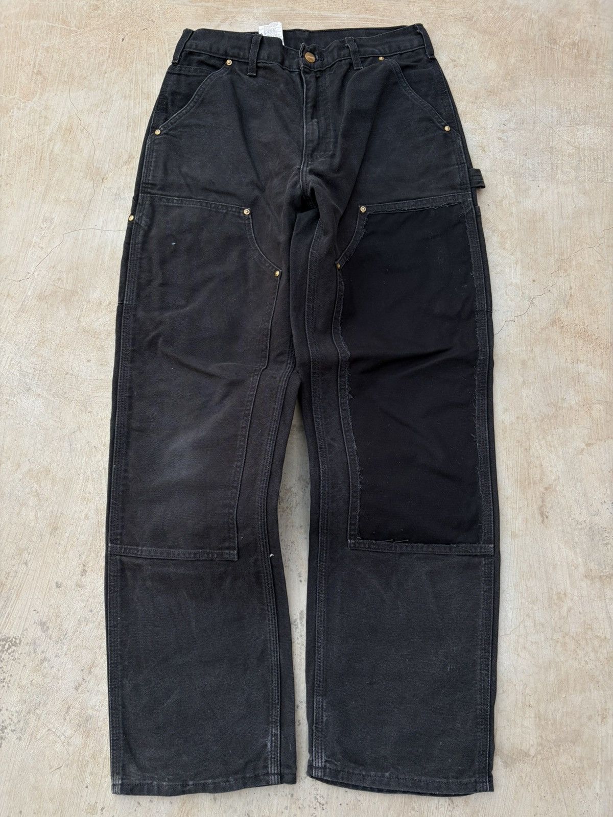 Carhartt Vintage 00s Carhartt Double Knee Pant Black Faded Size US 31 - 1 Thumbnail
