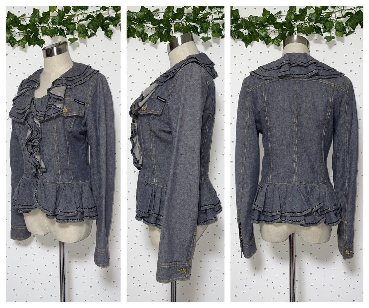 Dolce & Gabbana Dolce&Gabbana Ruffle Design Zip-up Denim Jacket 38 Blue Gray Size XS / US 0-2 / IT 36-38 - 6 Thumbnail