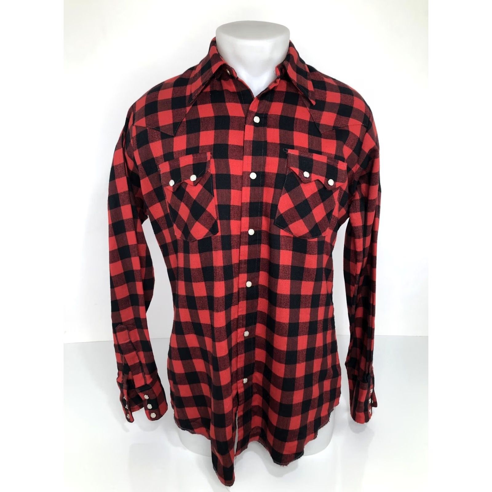 J Brand DEE CEE BRAND Vintage SAWTOOTH Western PEARL SNAP Flannel 15.5/35 Shirt Red Black Mens Long Sleeve Button-Up XS? Size US M / EU 48-50 / 2 - 2 Thumbnail