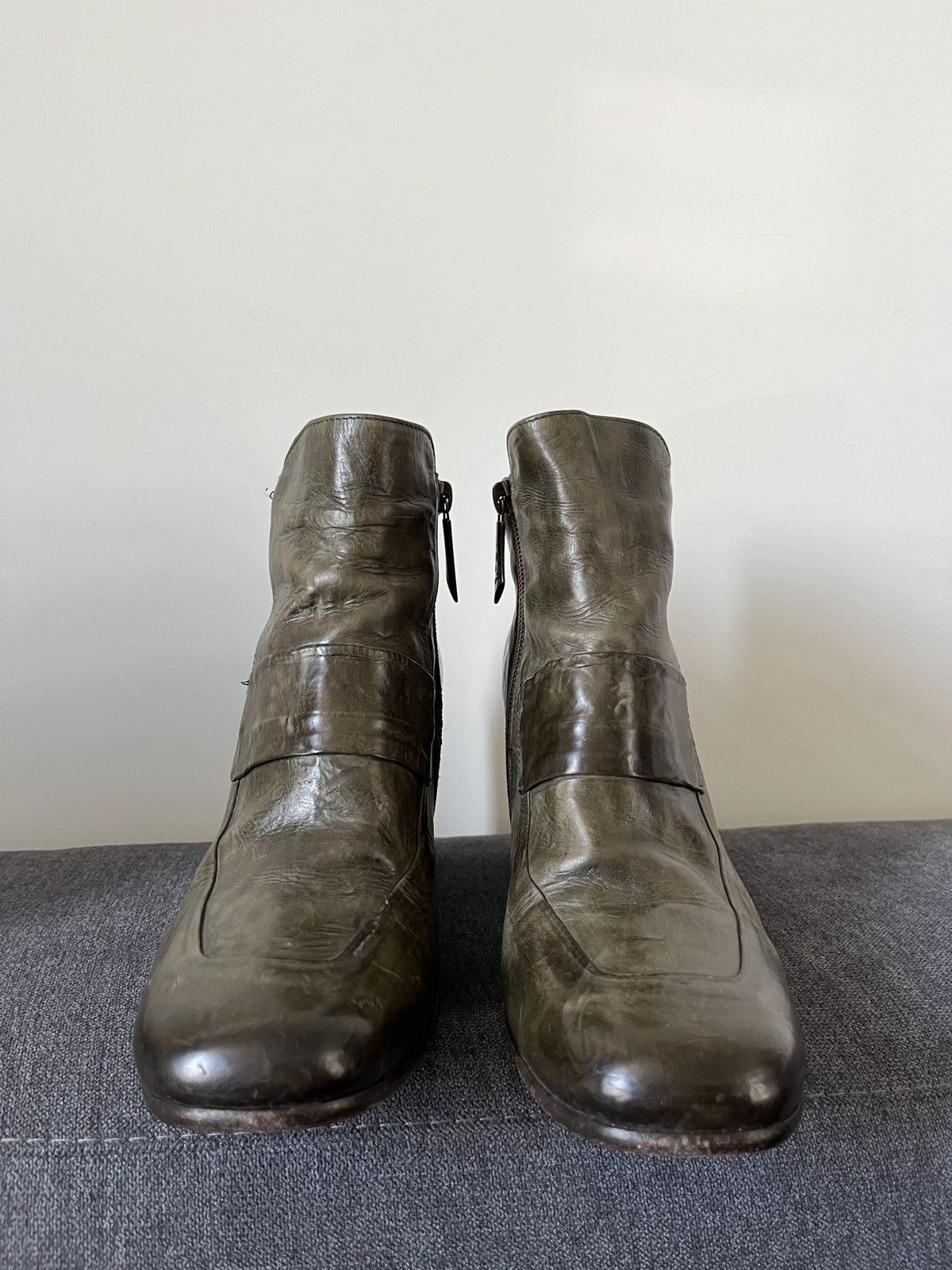A.S.98 La Bottega di Lisa Ancle Avant Garde Green Leather Boots Size US 9 / IT 39 - 11 Thumbnail