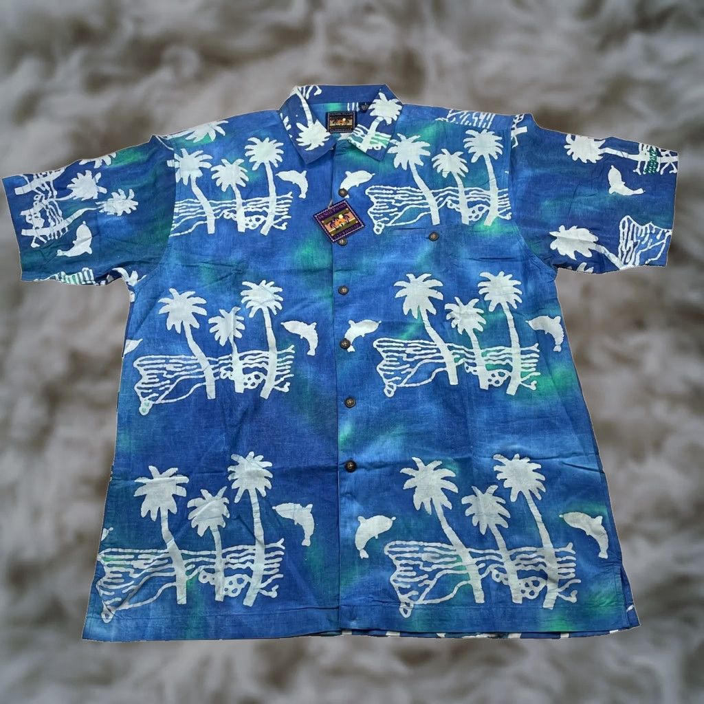 Vintage VINTAGE McNeel Palmer Clubhouse Men’s Hawaiian Camp Shirt Blue Floral S/S Large Size US L / EU 52-54 / 3 - 1 Thumbnail