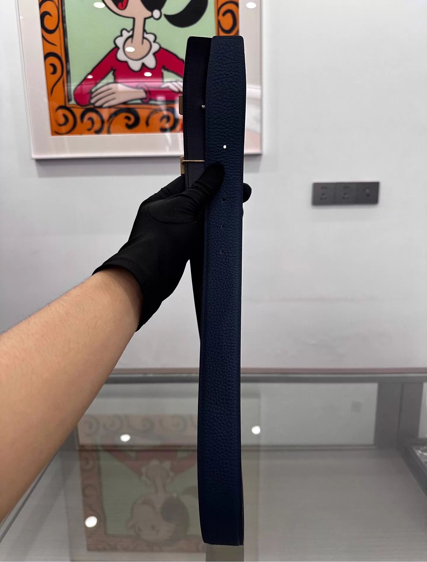 Hermes Hermes 4cm Blue/Black H-Buckle Belt 100cm D 99New Size ONE SIZE - 3 Thumbnail