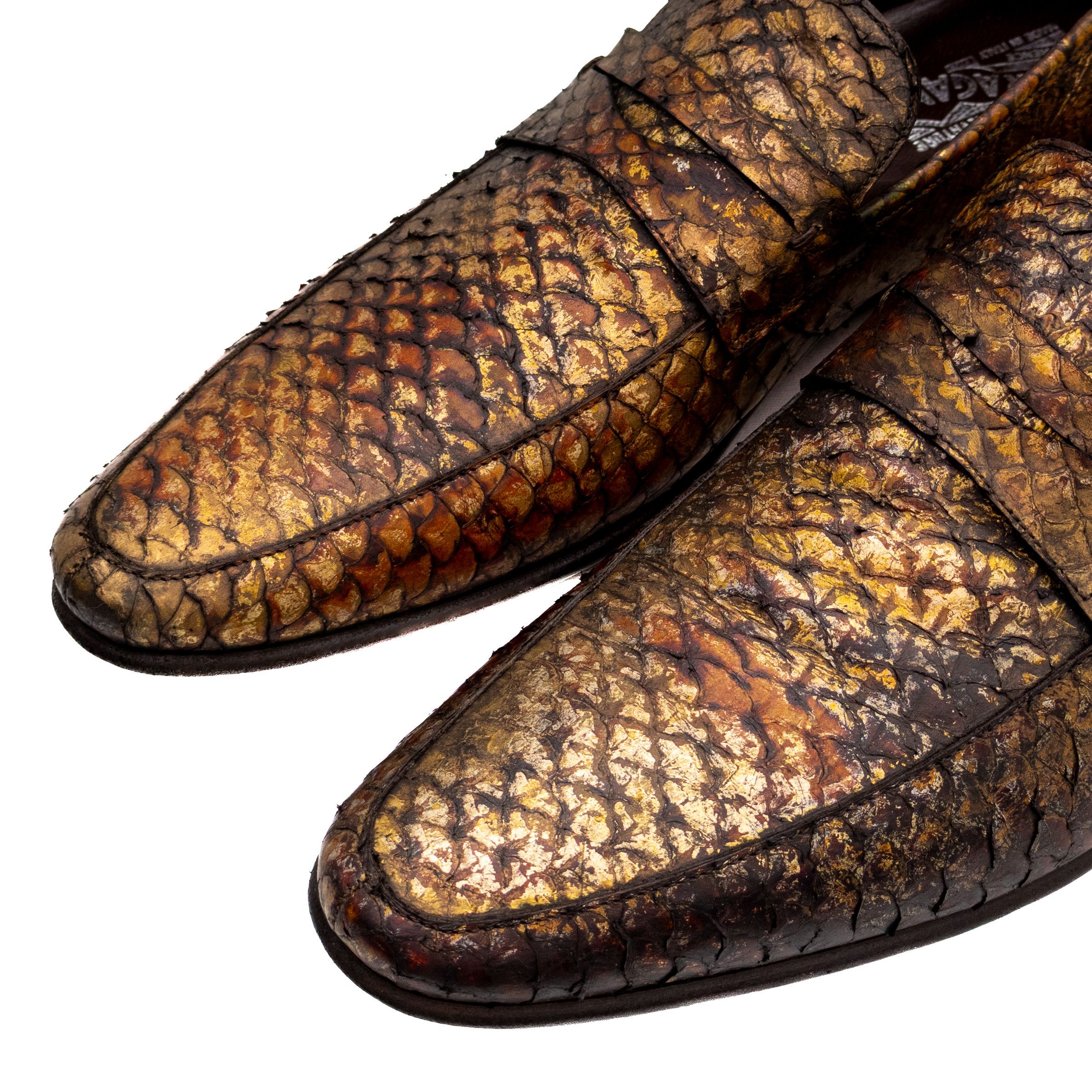 Salvatore Ferragamo Salvatore Ferragamo Python Snakeskin Loafers Gold US 12 Size US 12 / EU 45 - 9 Thumbnail