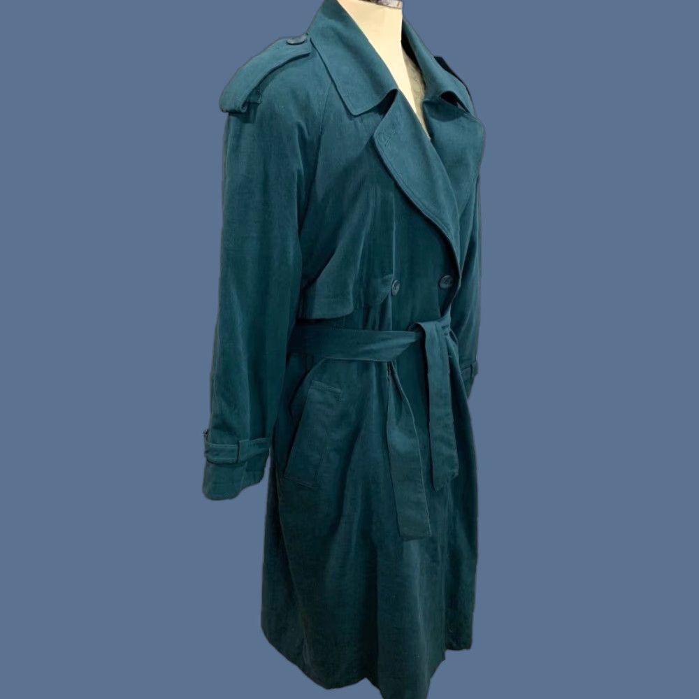 Forecaster of Boston Women's Trench Coat Belted Emerald Green 1990s Overcoat Zip Out Lining Size 9/10 Vintage Belted Trench Womens Coat”