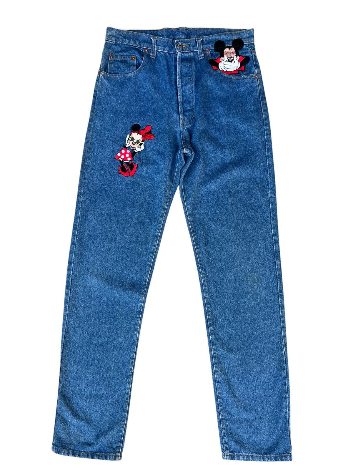 Too Cute Guetta Bros. 90s Too Cute Guetta Bros X Disney Mickey Minnie Denim Jeans Size US 31 - 1 Thumbnail