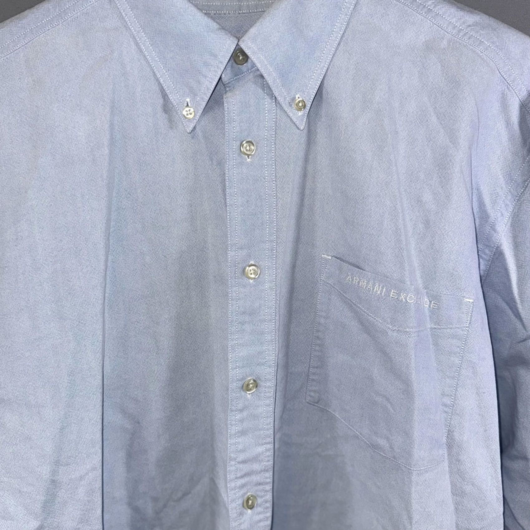 Armani Exchange Armani Exchange Shirt Mens XL Light Blue Button-Down Oxford Long Sleeve Pocket Size US XL / EU 56 / 4 - 3 Thumbnail
