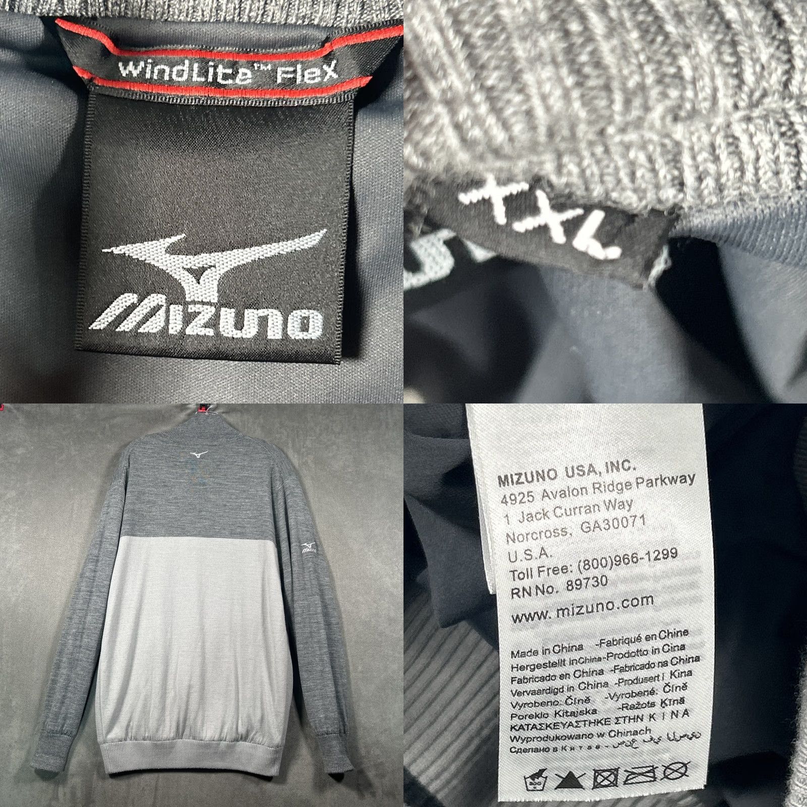 Mizuno Mizuno Golf Mens XXL Gray WindLite Flex Quarter Zip Windproof Pullover Sweater Size US XXL / EU 58 / 5 - 8 Thumbnail