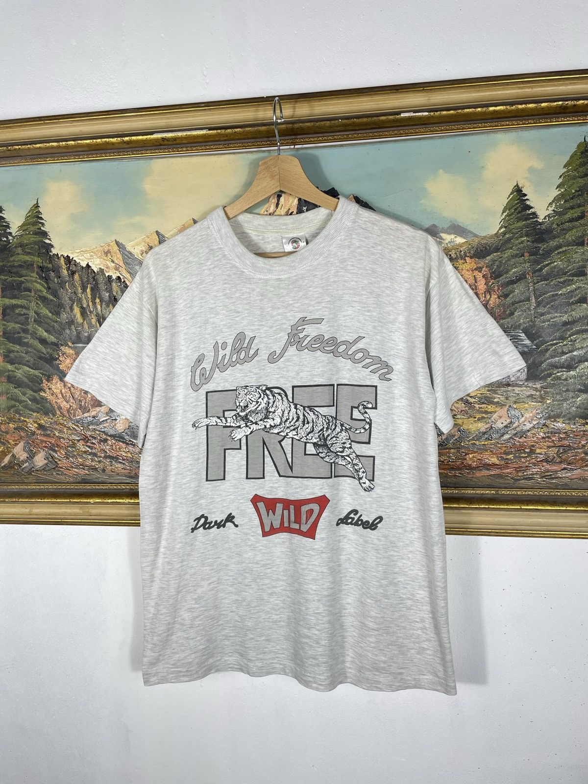 Vintage Grey Vintage Retro 90s T shirt Tee Wild Freedom Baggy Boxy Size US M / EU 48-50 / 2 - 2 Thumbnail