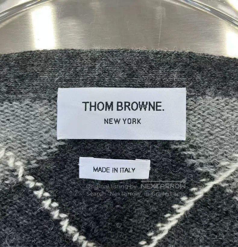 Thom Browne Thom Browne Grey Diamond Patterned Multicolor Wool Knit Ca Size S / US 4 / IT 40 - 3 Thumbnail
