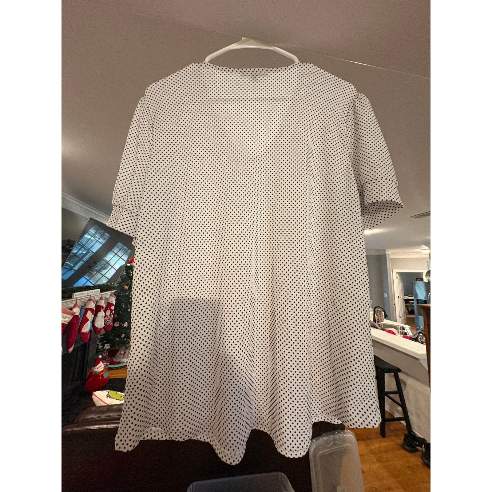Adrianna Papell Adrianna Papell Women’s Large White Black Polka Dot Blouse Size L / US 10 / IT 46 - 3 Thumbnail