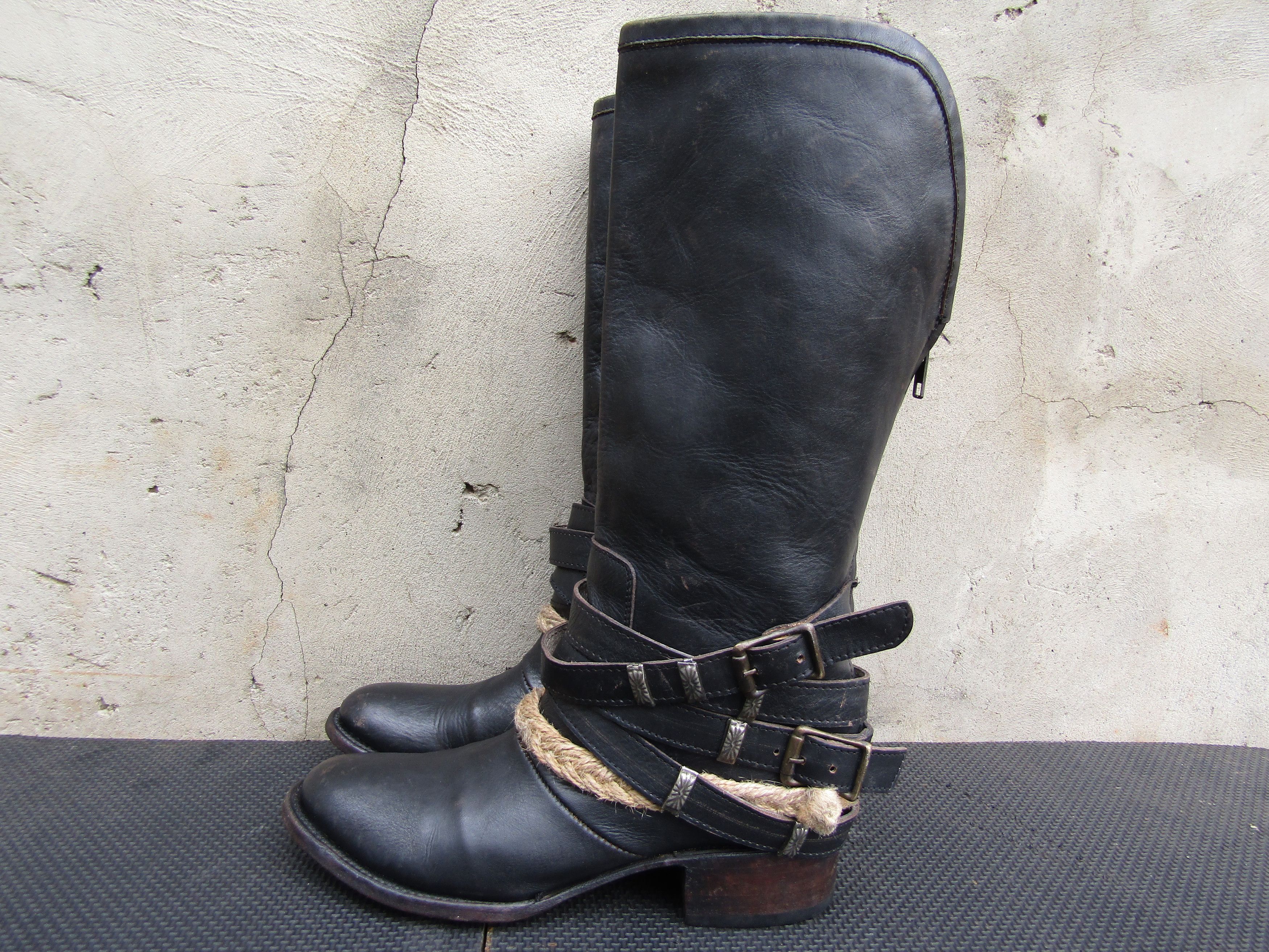 FREEBIRD Freebird By Steven Drove Distressed Black Leather Harness Size US 7 / IT 37 - 6 Thumbnail
