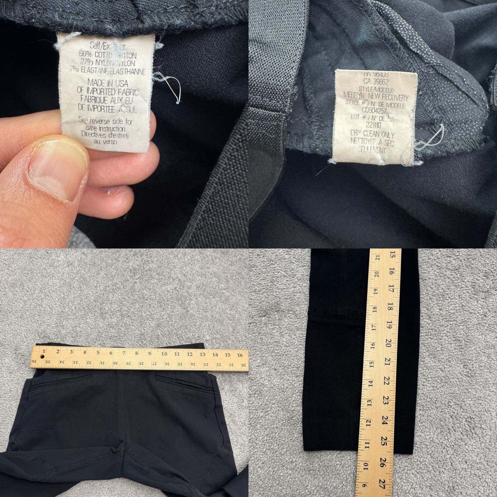 Theory Theory Women's Pants Pull On Ankle Mid Rise 2 Black 25.5in Inseam Cotton Blend Stretch Breathable Easy Care Logo Flat Front Regular Size 26" / US 2 / IT 38 - 8 Thumbnail