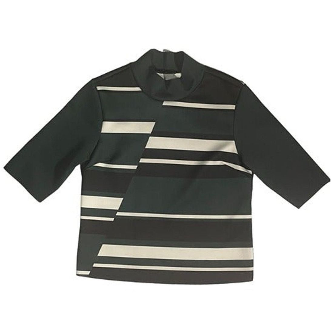Zara Zara Crop Top Offset Striped Black Olive Blouse Size S USED Size S / US 4 / IT 40 - 3 Thumbnail