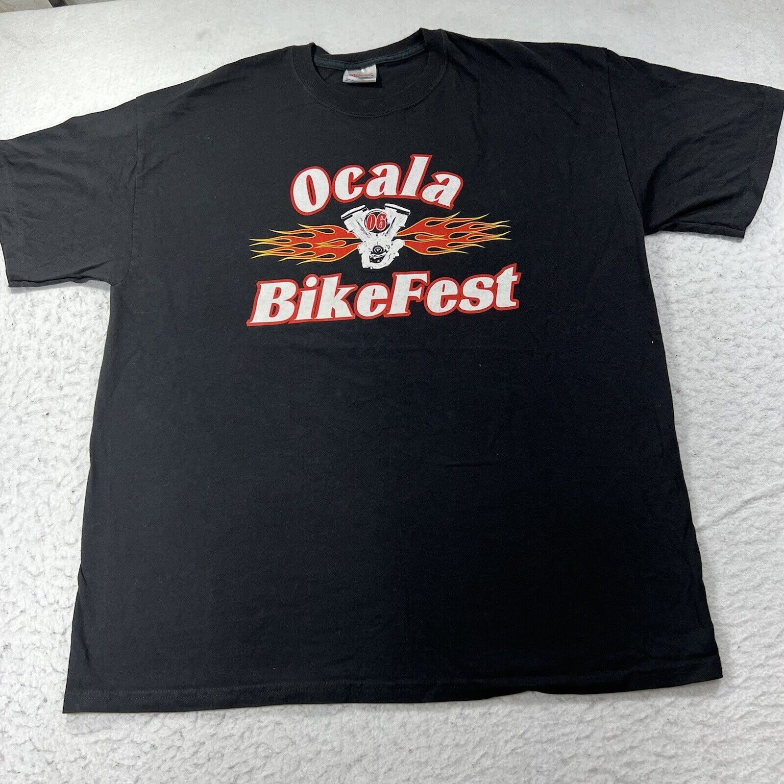 Hanes Vintage Ocala Bike Fest 2006 Black Short Sleeve Graphic Tee Size US XL / EU 56 / 4 - 1 Thumbnail