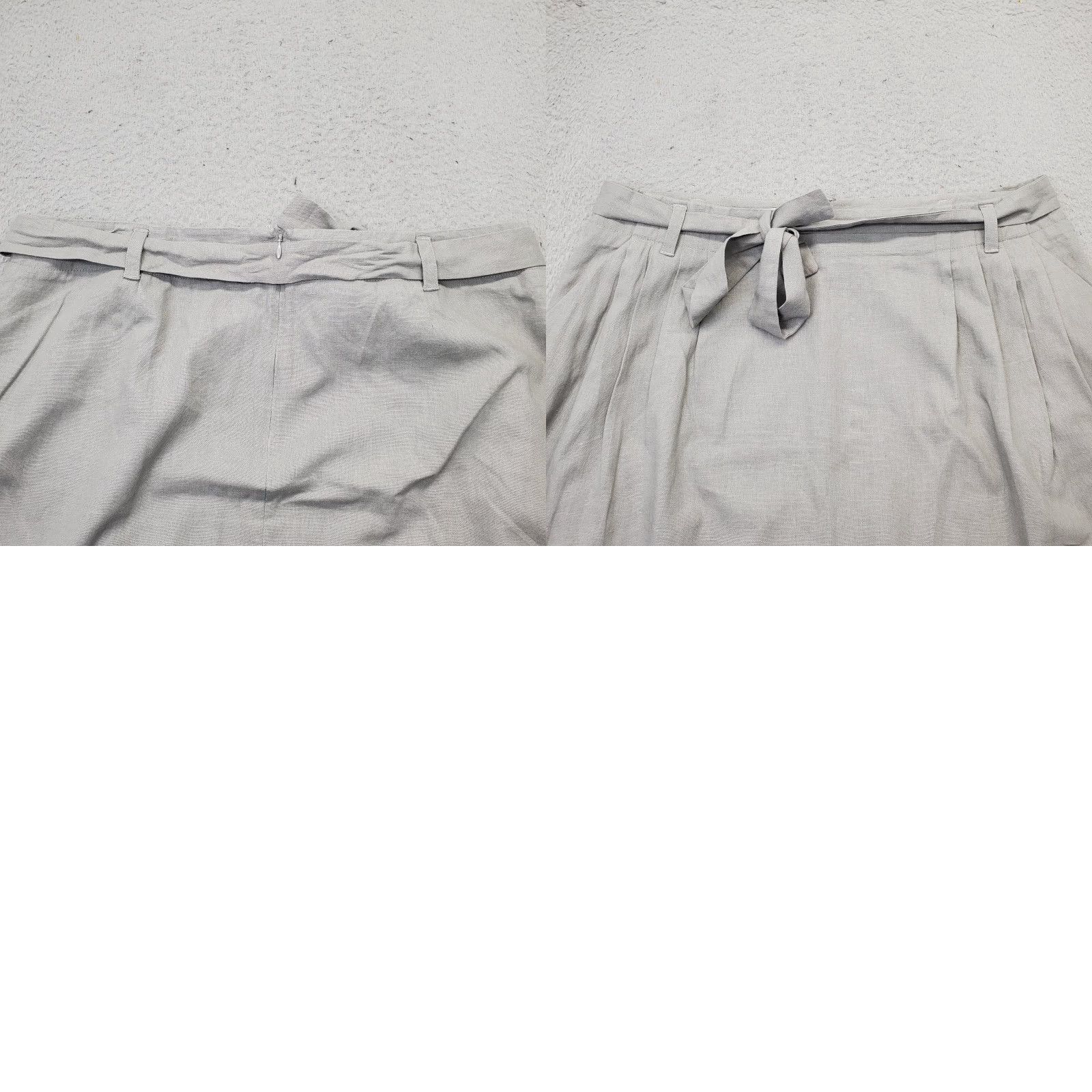 Pendleton Pendleton Womens 18 Gray Linen A-Line Skirt Back Zip Belted Pleated Waist 18.5" 30" Short XS? Size 40" / US 18 - 8 Thumbnail