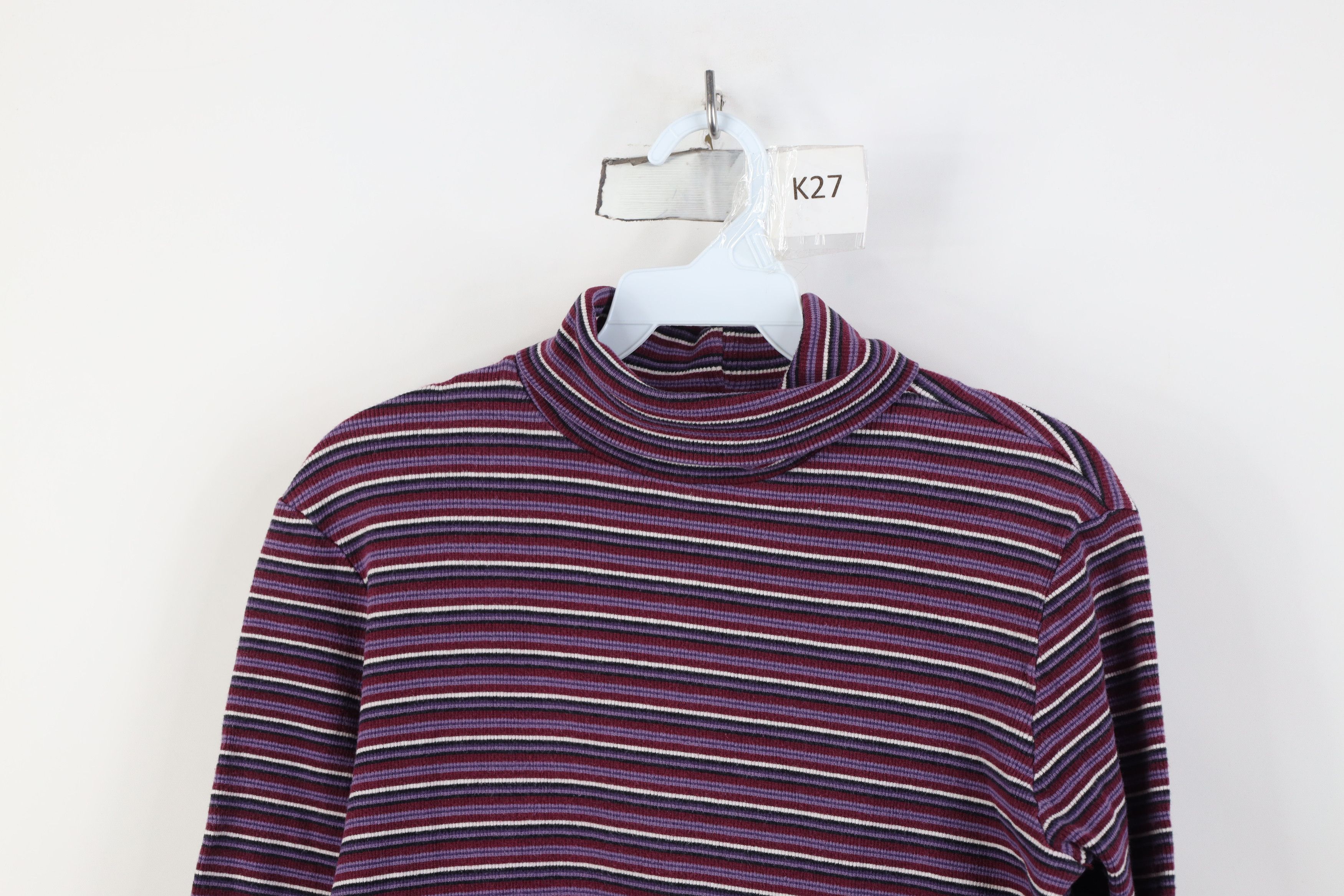 Vintage Vintage 90s Streetwear Cropped Striped Turtleneck T-Shirt Size S / US 4 / IT 40 - 2 Thumbnail