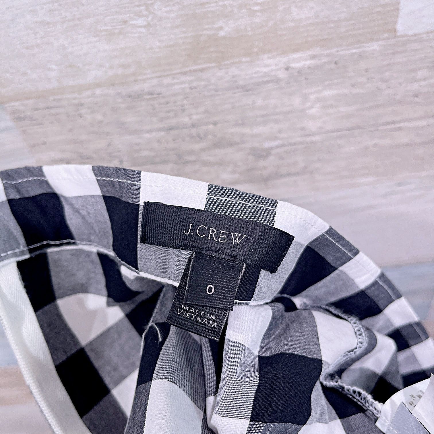 J.Crew J CREW Ruffle Wrap Gingham Mini Skirt Black White Cotton 0 Size 25" / US 0 / IT 36 - 5 Thumbnail