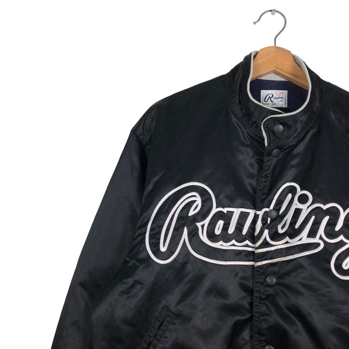 Japanese Brand 🔥Vintage Satin Bomber Jacket Rawlings Spell Out Big Logo Size US L / EU 52-54 / 3 - 7 Thumbnail