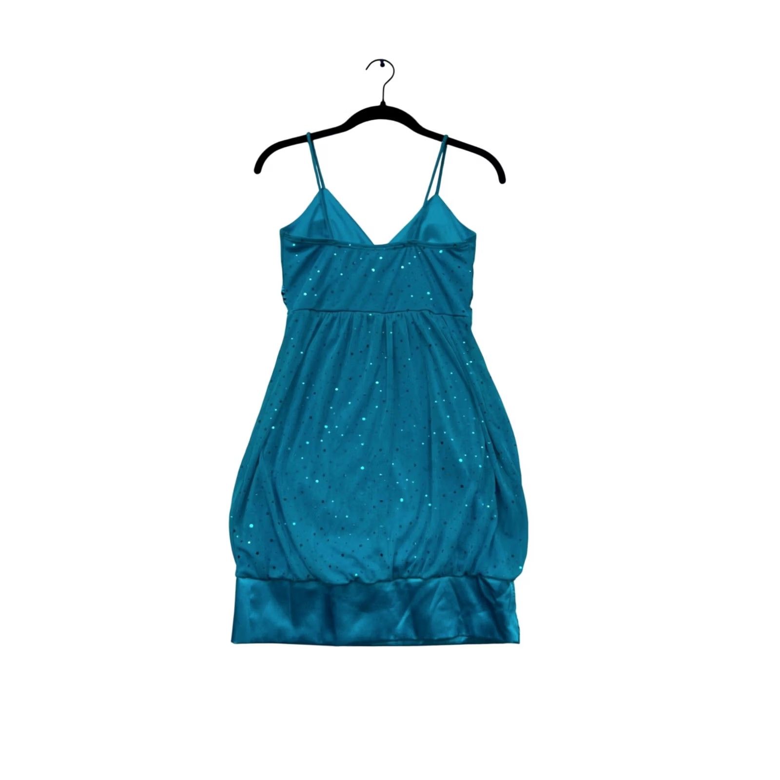 Altea Taboo Dress Polka Dot Spaghetti Strap Satin Hem Knee Length Sleeveless Womens S Teal/Sapphire Blue Size S / US 4 / IT 40 - 2 Thumbnail