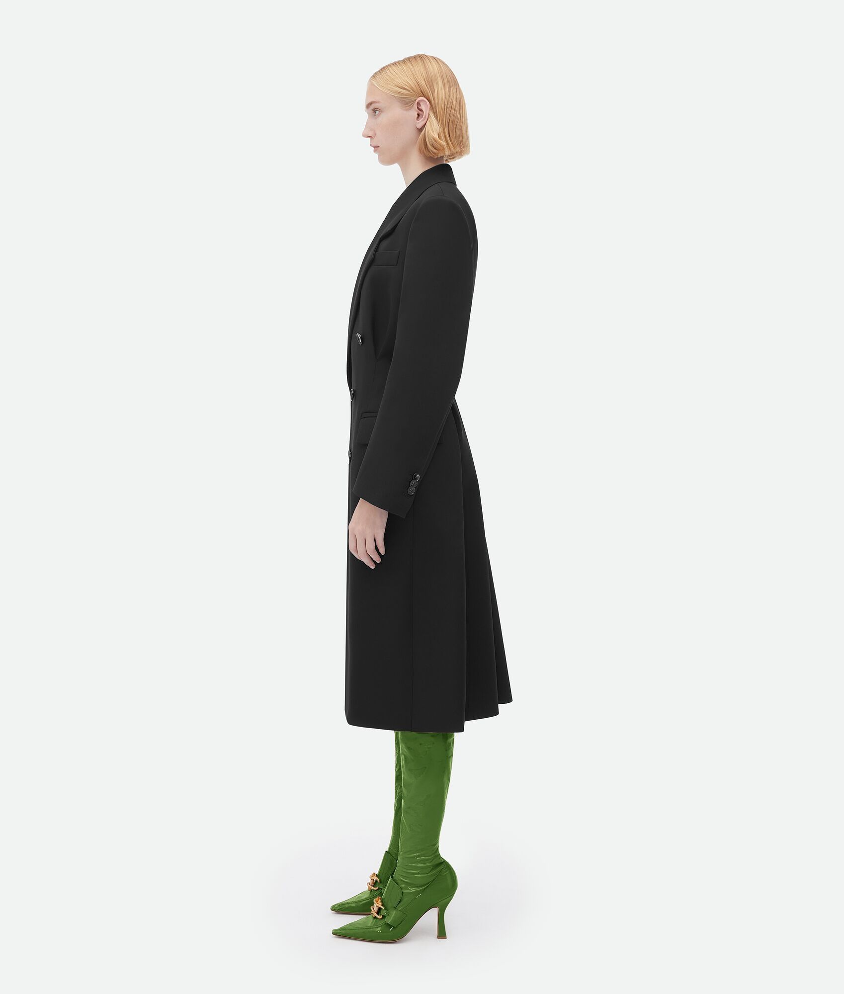 Bottega Veneta o1n1vont0125 Compact Wool Coat in Black Size XS / US 0-2 / IT 36-38 - 2 Thumbnail