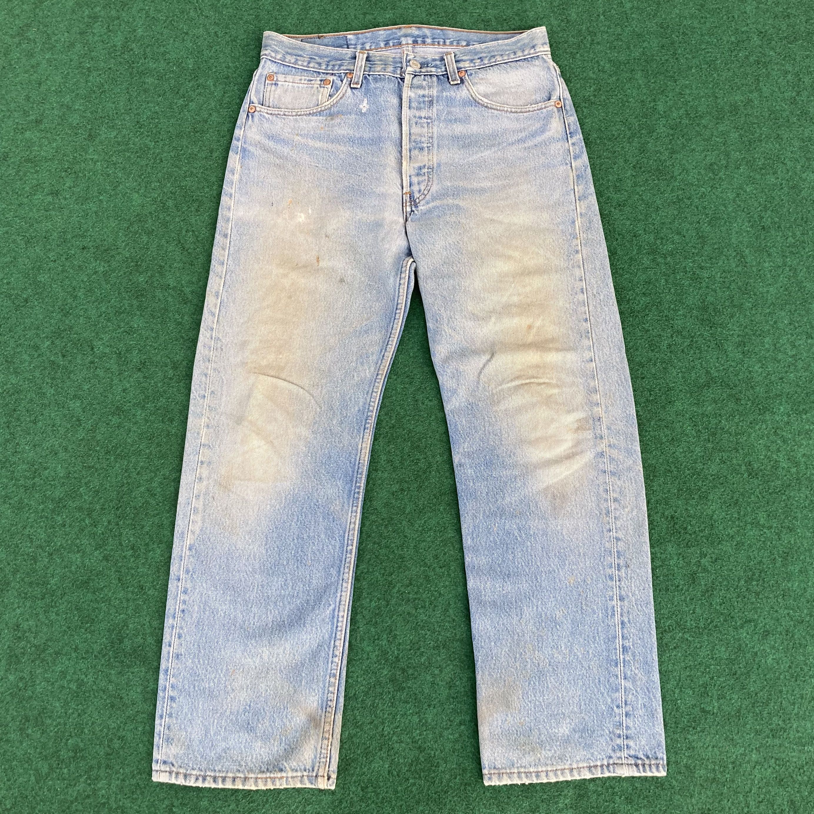 Levi's × Vintage Vtg Levis 501 Distressed Ripped Light Blue Dirty Jeans Size US 31 - 1 Thumbnail