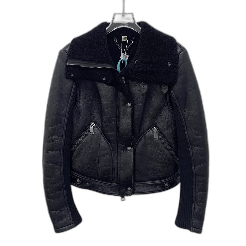 Burberry Burberry Black Wool Leather Long Sleeve Jacket Size US S / EU 44-46 / 1 - 1 Thumbnail