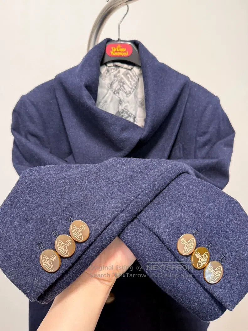 Vivienne Westwood Vivienne Westwood Men's line - Navy blue asymmetric wool c Size M / US 6-8 / IT 42-44 - 4 Thumbnail