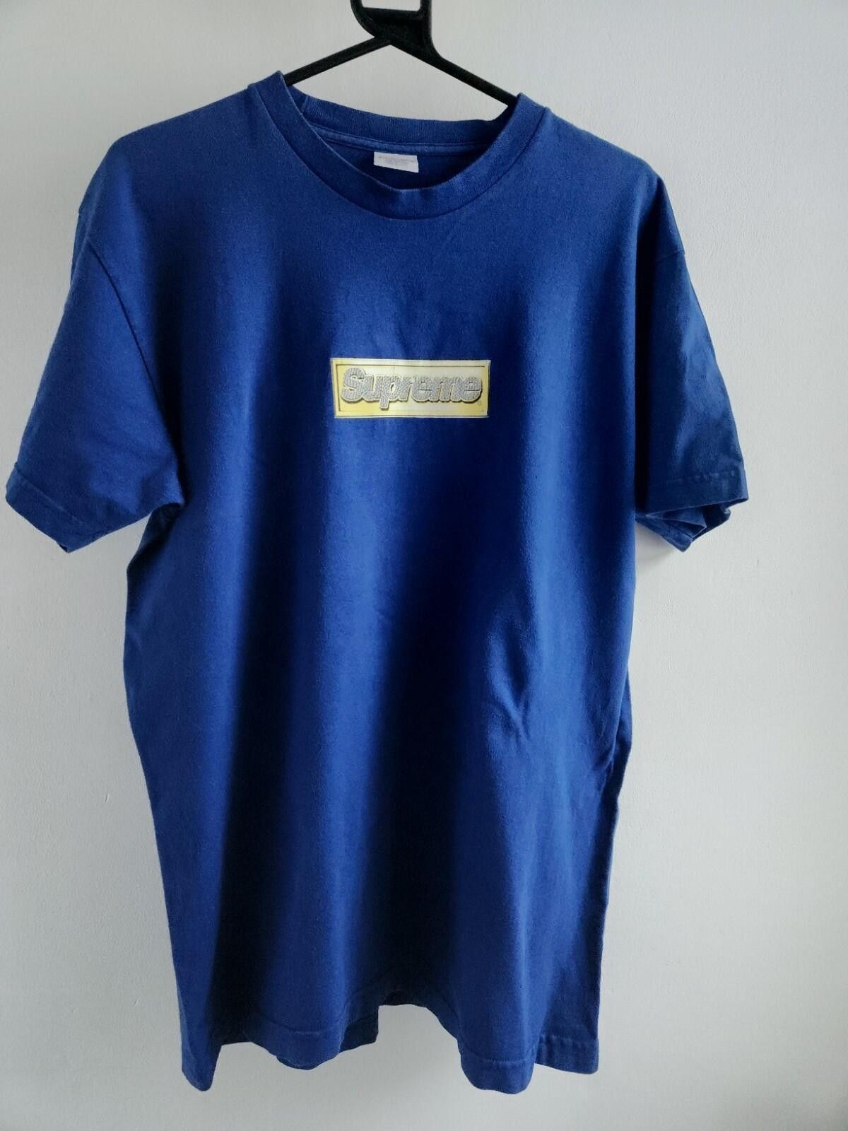 希少！SUPREME 13SS BLING BOX LOGO Tee Blue Supreme RARE Supreme Platinum Bling Box Logo Tee | Grailed