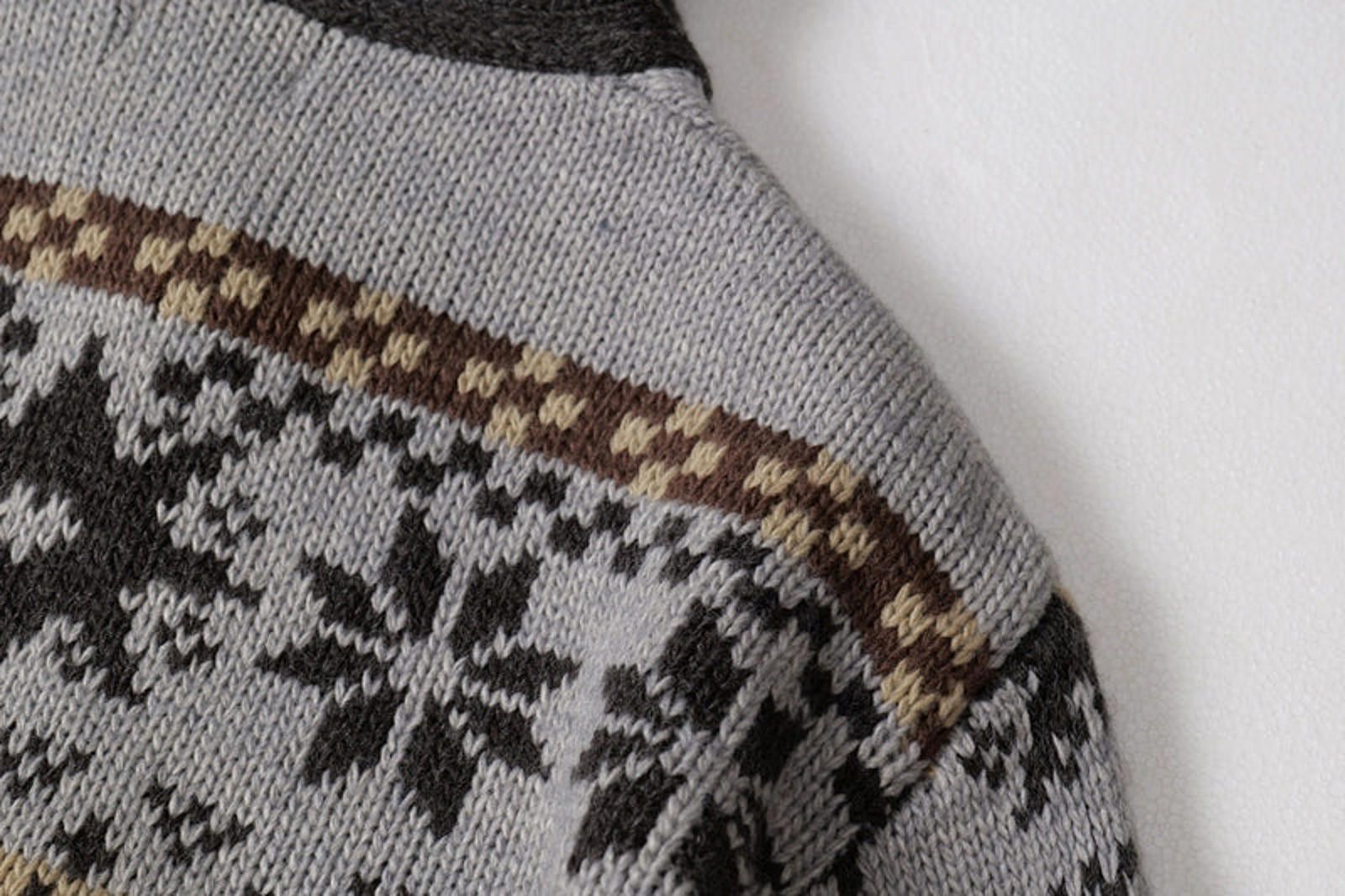 Vintage Gray Patterned Hooded Wool Blend Cardigan Sweater Size US M / EU 48-50 / 2 - 7 Thumbnail