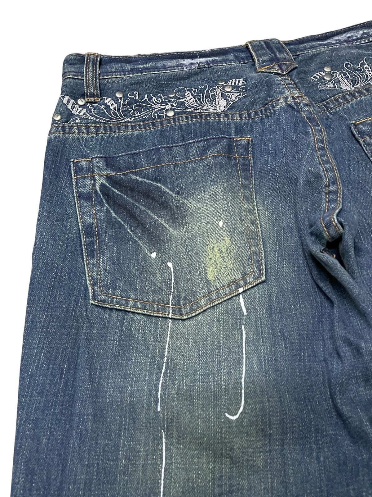 Hysteric Glamour × Japanese Brand Root Three Japan Paint Splatter Studded Flared Jeans Size US 32 / EU 48 - 23 Thumbnail