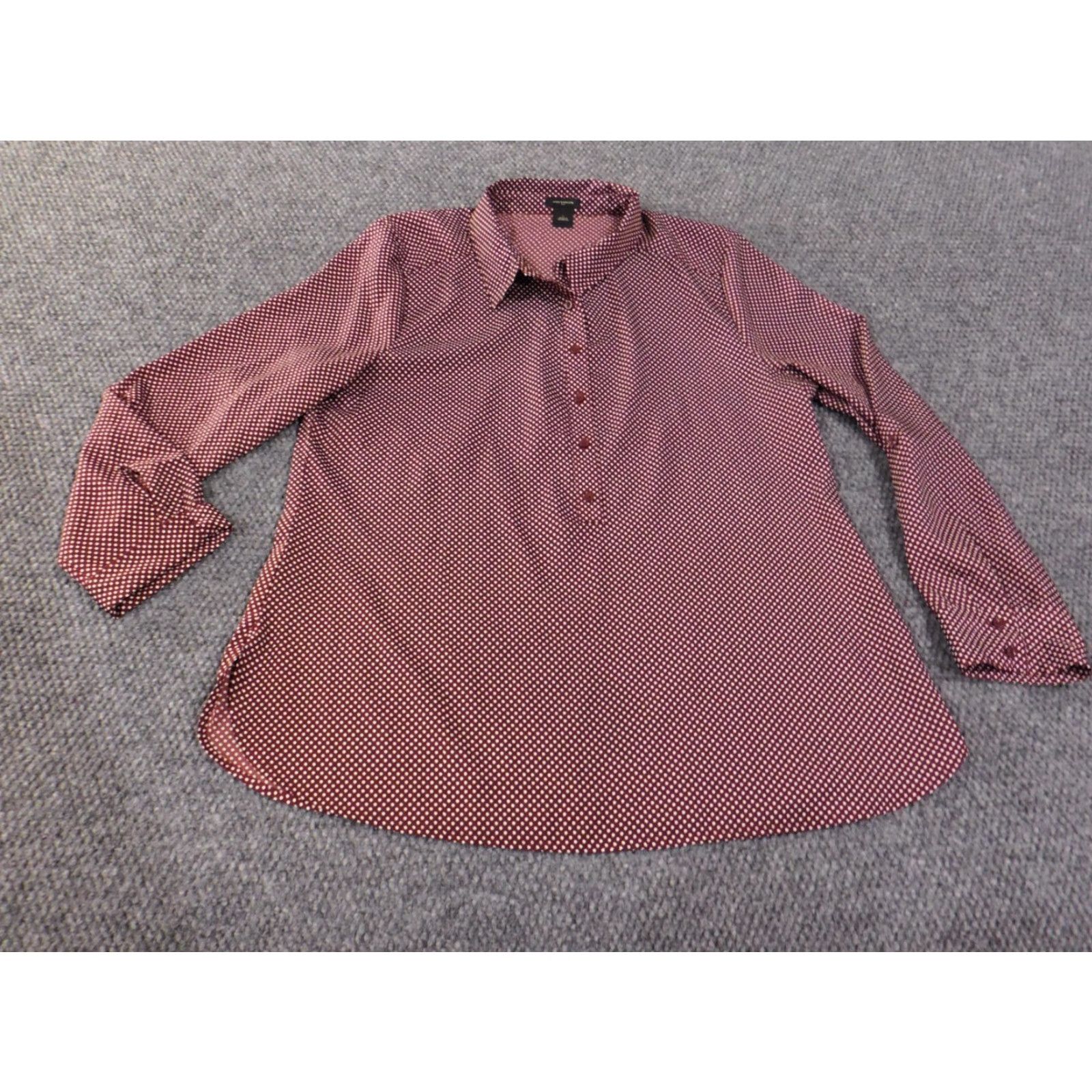 Vintage Ann Taylor Top Large Red Dots Polka Dot Casual Polyester Button-Up Womens L Shirt Size L / US 10 / IT 46 - 2 Thumbnail