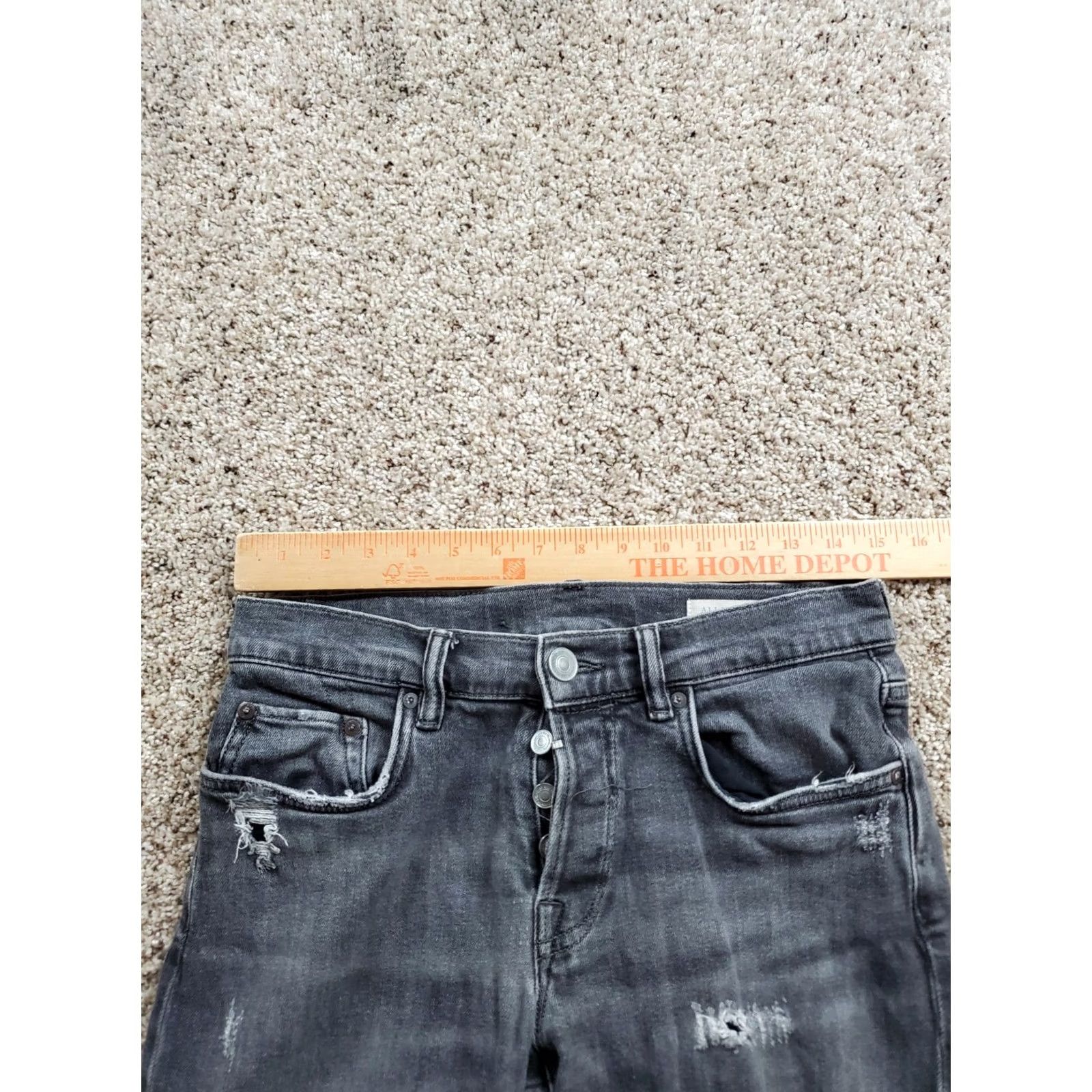Allsaints AllSaints Barge Shorts Size 28 Mens Black Denim Distressed? No Distressed 9in Inseam Zip Button Pockets Belt Loops Regular Fit Size US 28 / EU 44 - 7 Thumbnail