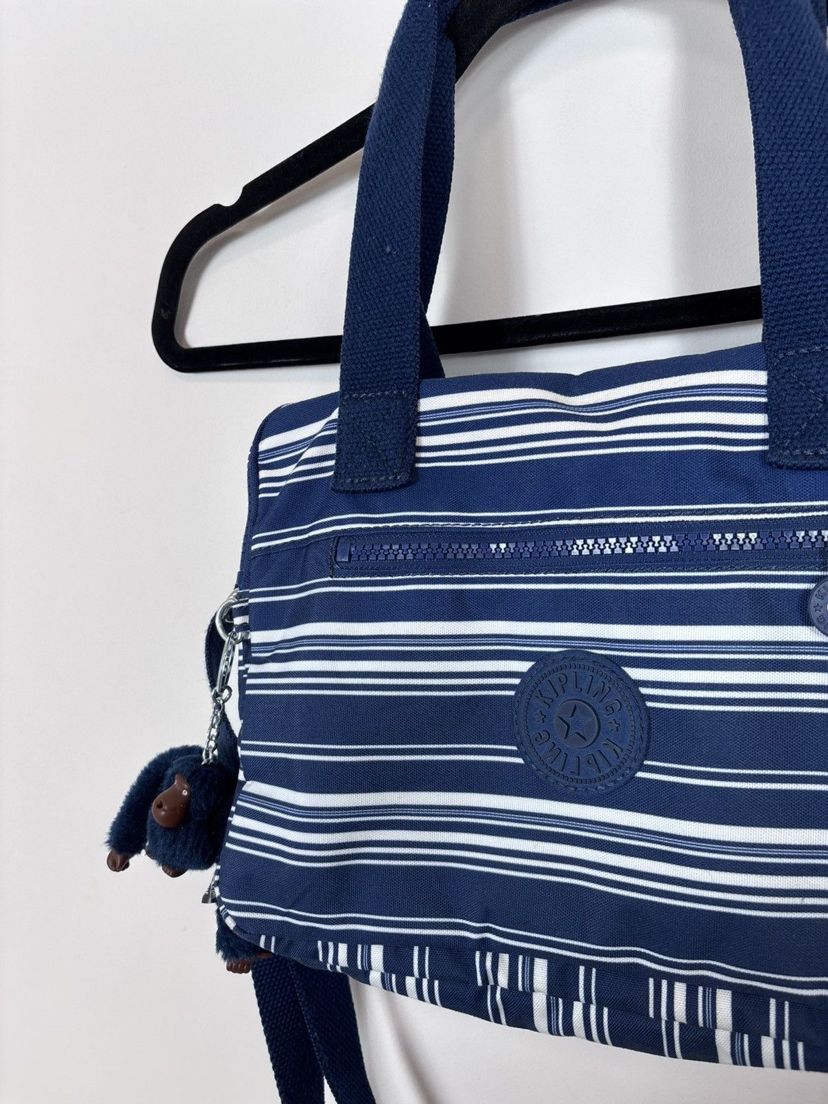 Japanese Brand Kipling Y2K Blue/White Striped Handbag Shoulder Crossbody Size ONE SIZE - 2 Thumbnail