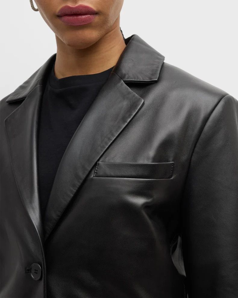 Loulou de Saison o1s22i1n1024 Aldo Leather Blazer in Black Size S / US 4 / IT 40 - 6 Thumbnail