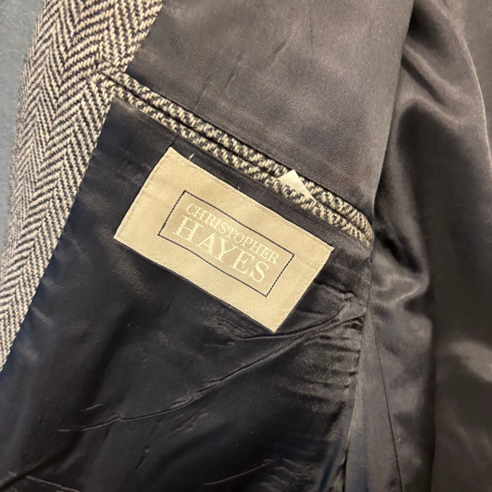 Other Vintage Christopher Hayes 100% Wool 44R Herringbone Blazer Size 44R - 5 Thumbnail