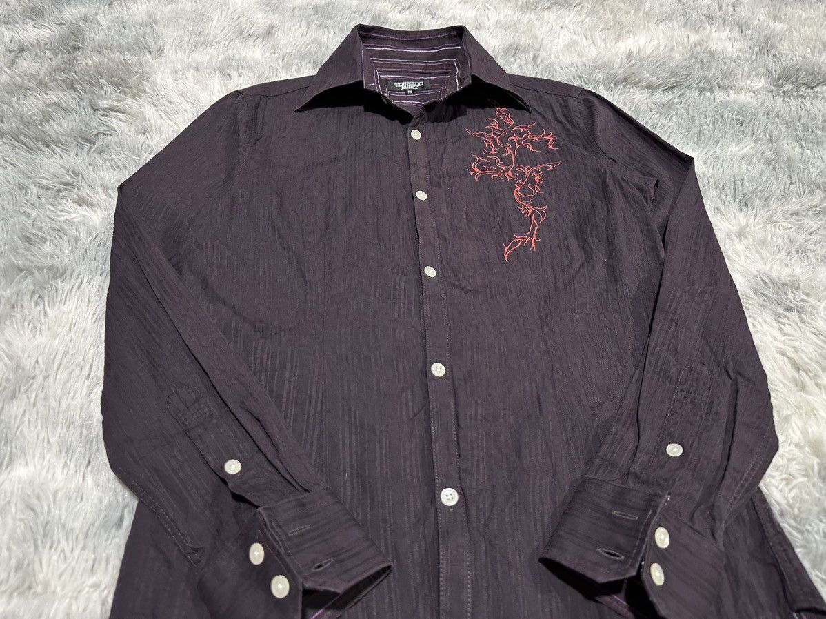 Tornado Mart 🔥Sick Y2K Tornado Mart Striped Shirt Tribal Embroidered Size US M / EU 48-50 / 2 - 5 Thumbnail