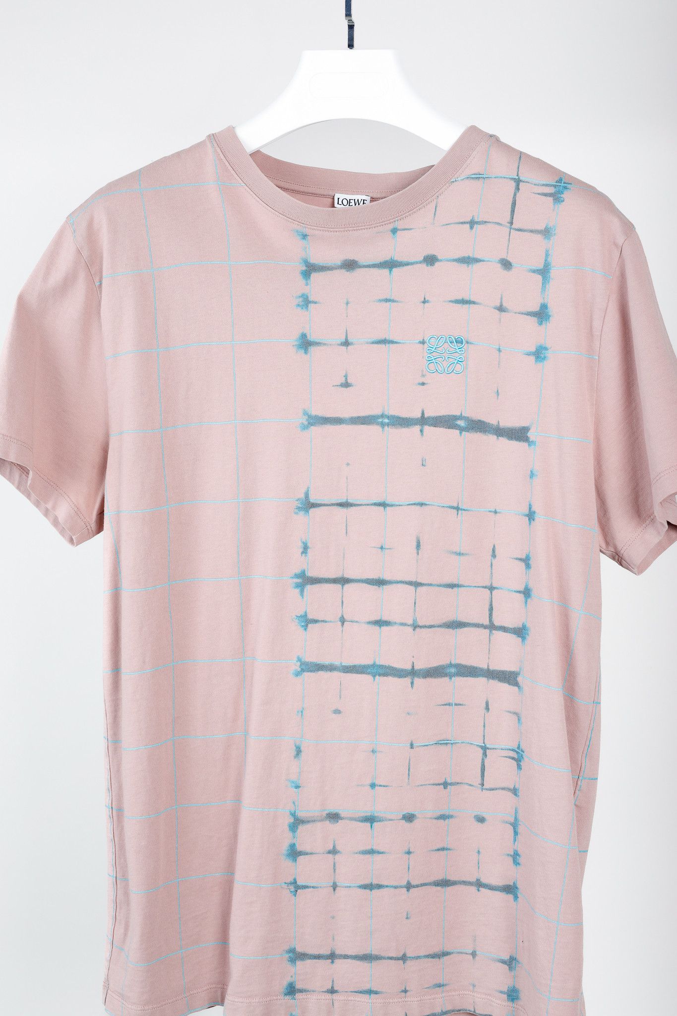 Loewe Loewe Logo Check Print Pink Short-Sleeve Cotton T-Shirt Size M / US 6-8 / IT 42-44 - 3 Thumbnail